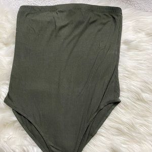 olive green strapless body suit